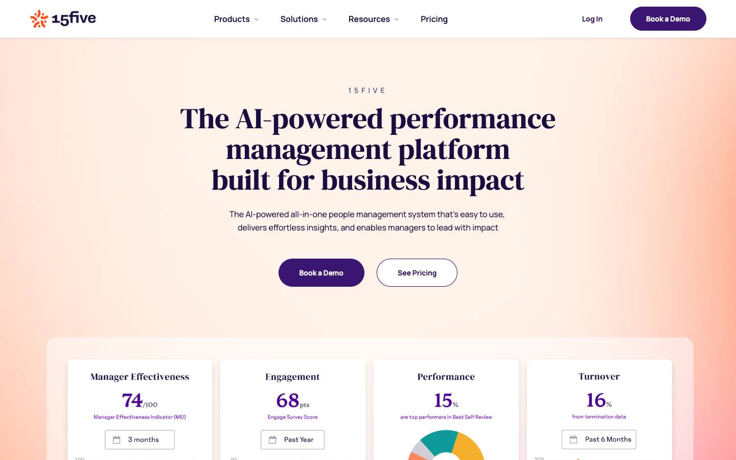 15Five's homepage, as read on Oct 2, 2026