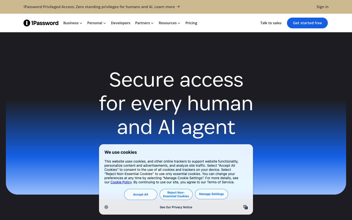 1Password's homepage, as read on Oct 2, 2026