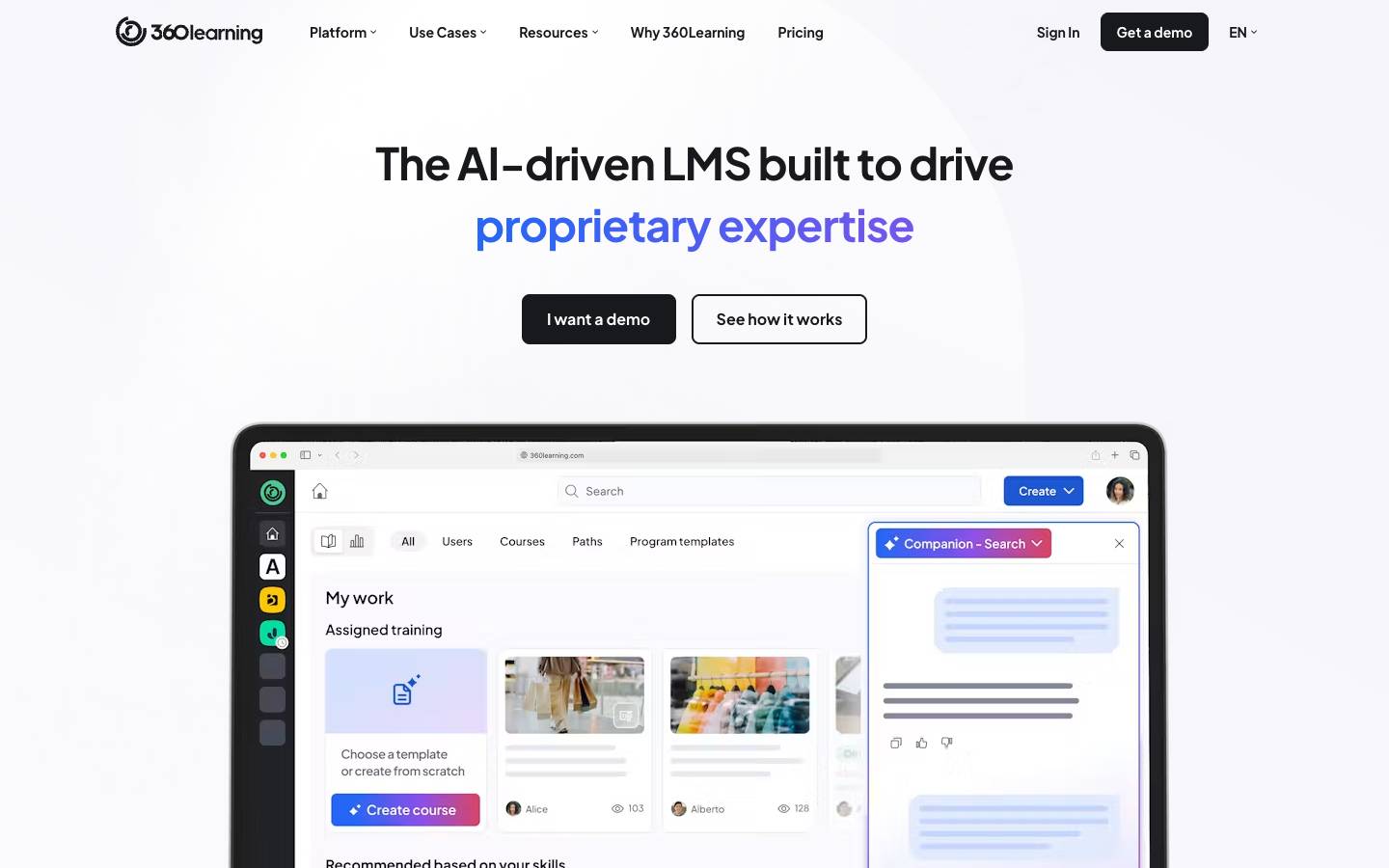 360Learning's homepage, as read on Oct 2, 2026