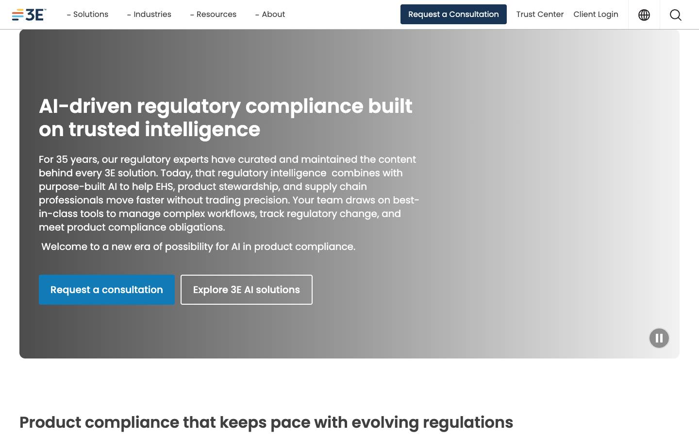 3E Company's homepage, as read on Oct 2, 2026