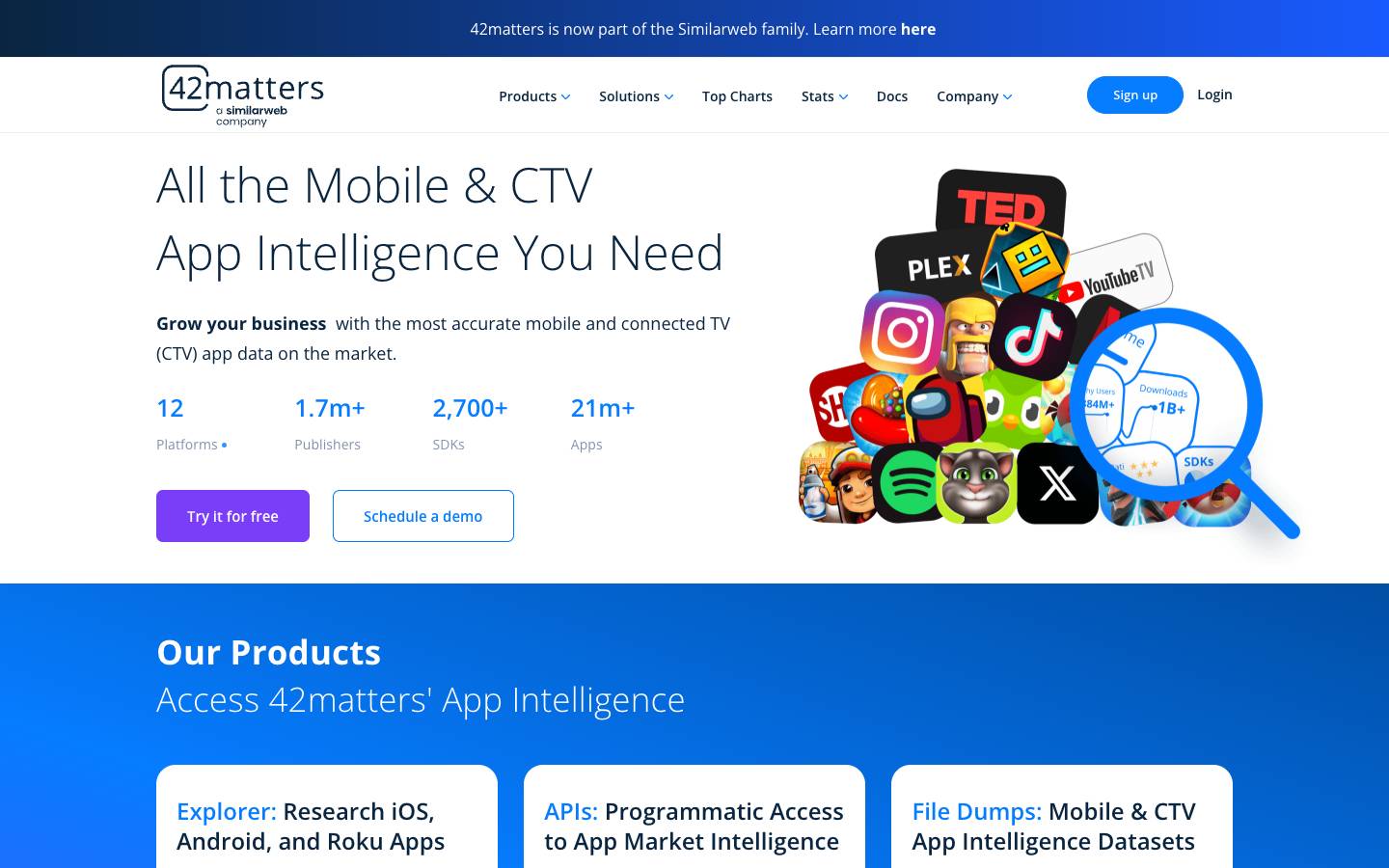 42matters's homepage, as read on Oct 2, 2026