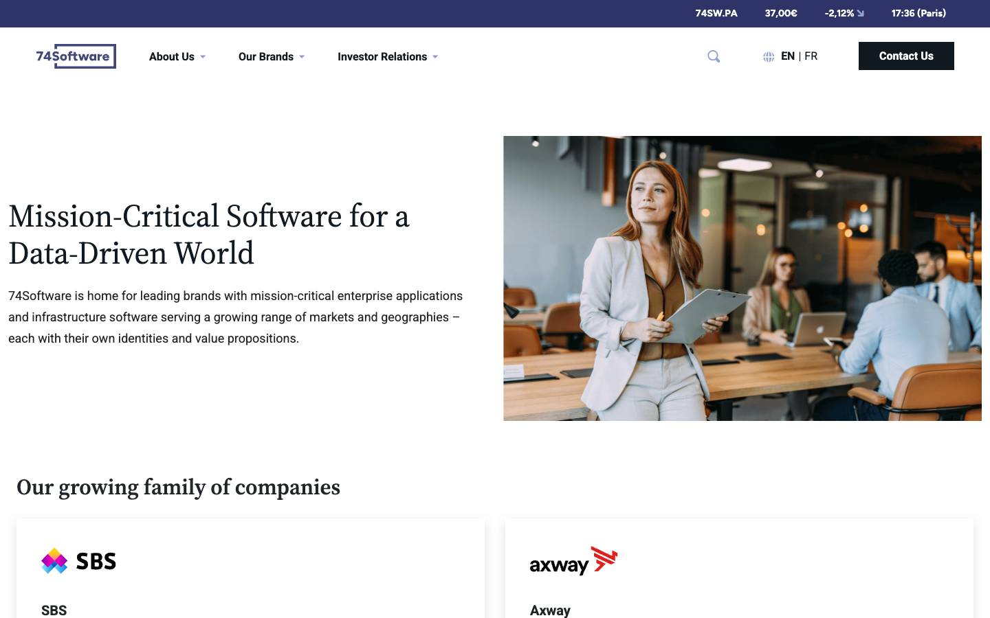 74Software's homepage, as read on Oct 2, 2026