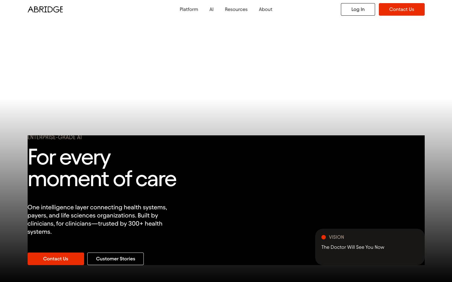 Abridge's homepage, as read on Oct 2, 2026