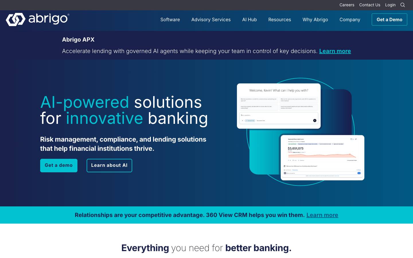 Abrigo's homepage, as read on Oct 6, 2026