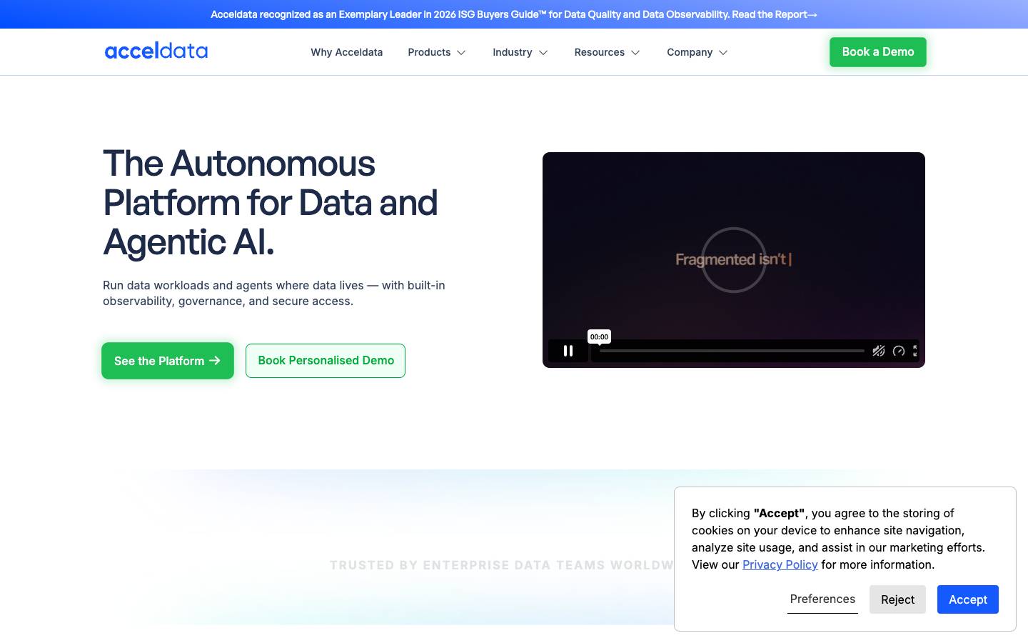 Acceldata's homepage, as read on Oct 2, 2026