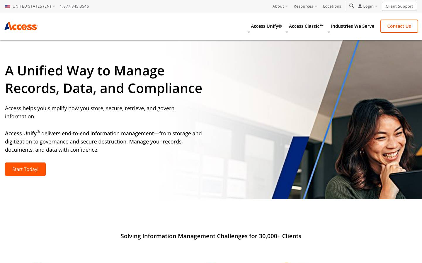Access's homepage, as read on Oct 2, 2026