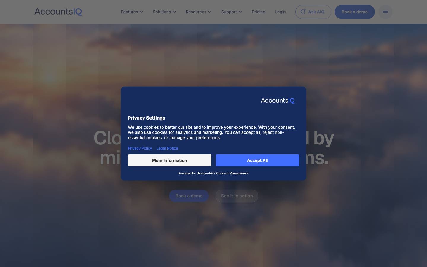 AccountsIQ's homepage, as read on Oct 6, 2026