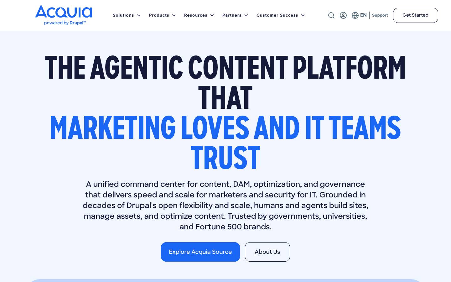 Acquia's homepage, as read on Oct 6, 2026