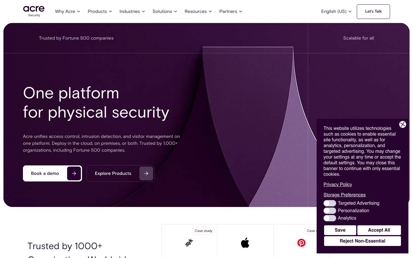 Acre Security's homepage, as read on Oct 2, 2026