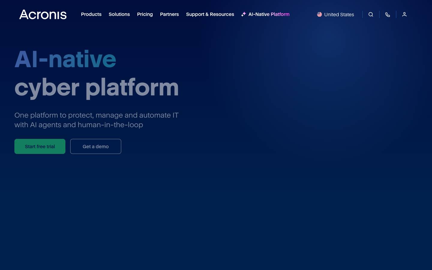 Acronis's homepage, as read on Oct 2, 2026