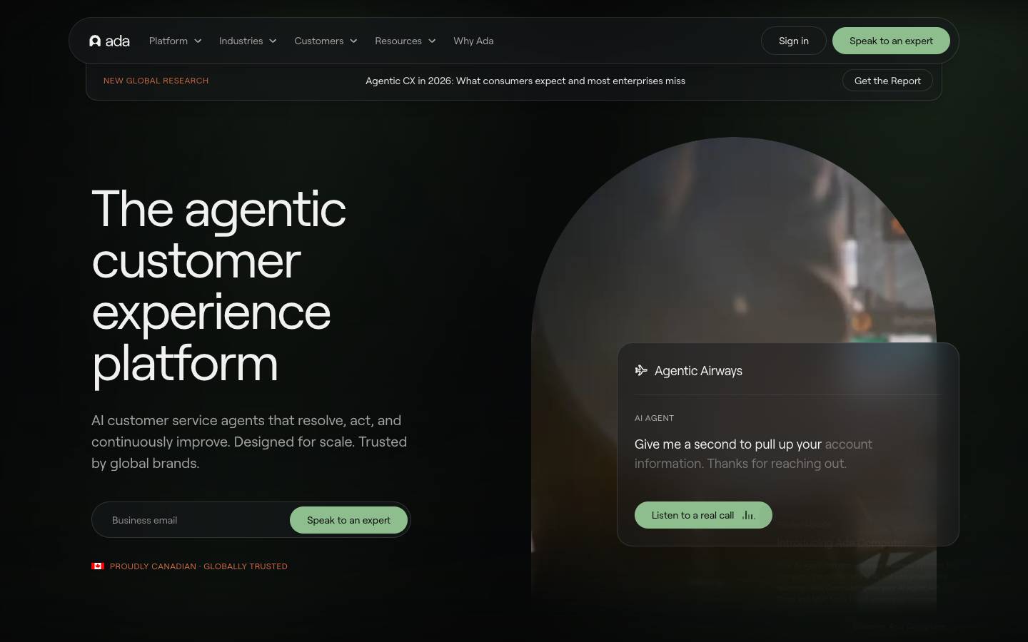 Ada's homepage, as read on Oct 2, 2026