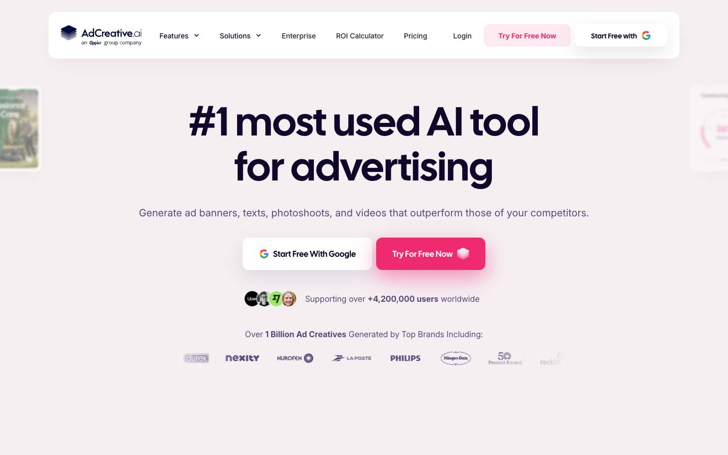 AdCreative.ai's homepage, as read on Oct 2, 2026
