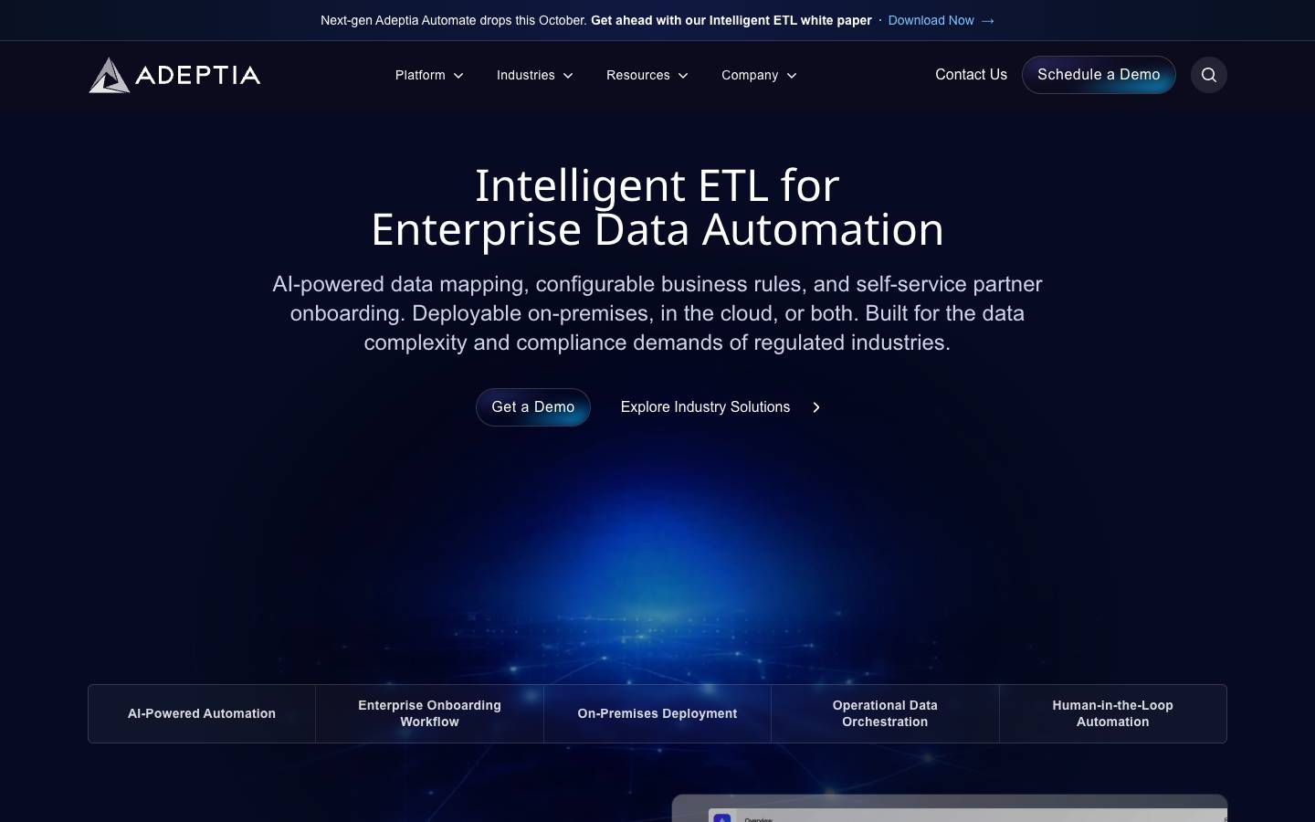 Adeptia's homepage, as read on Oct 2, 2026