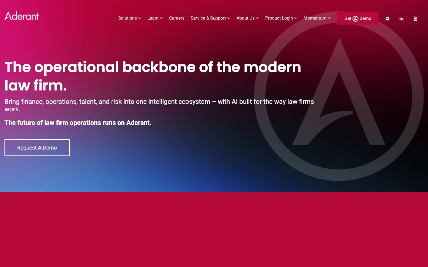 Aderant's homepage, as read on Oct 2, 2026