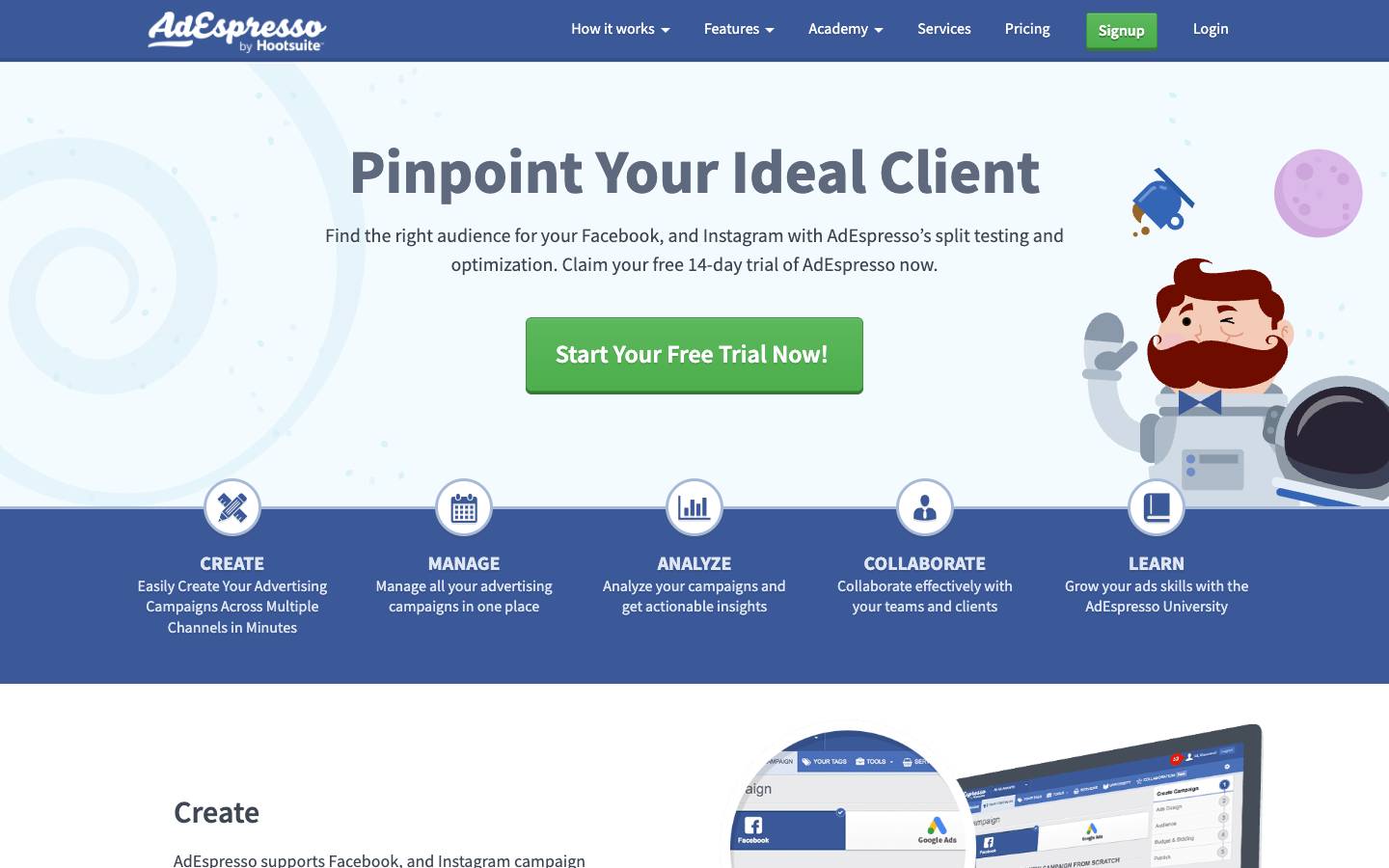 AdEspresso's homepage, as read on Oct 2, 2026