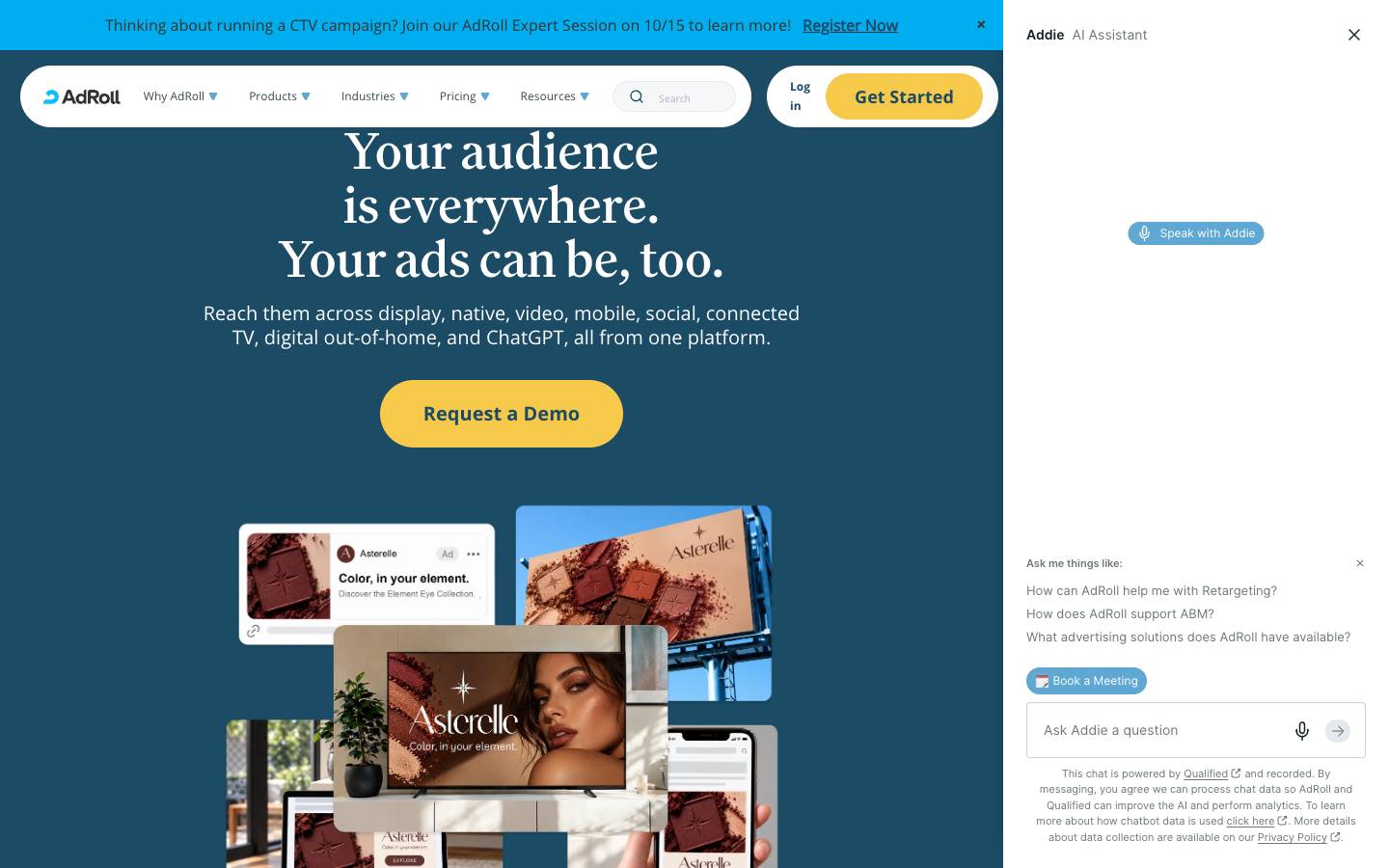 AdRoll's homepage, as read on Oct 2, 2026