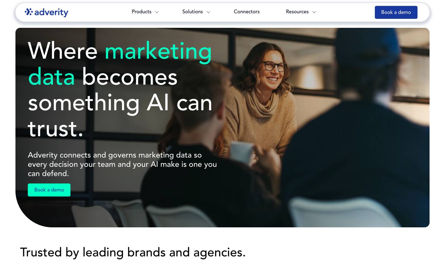 Adverity's homepage, as read on Oct 2, 2026