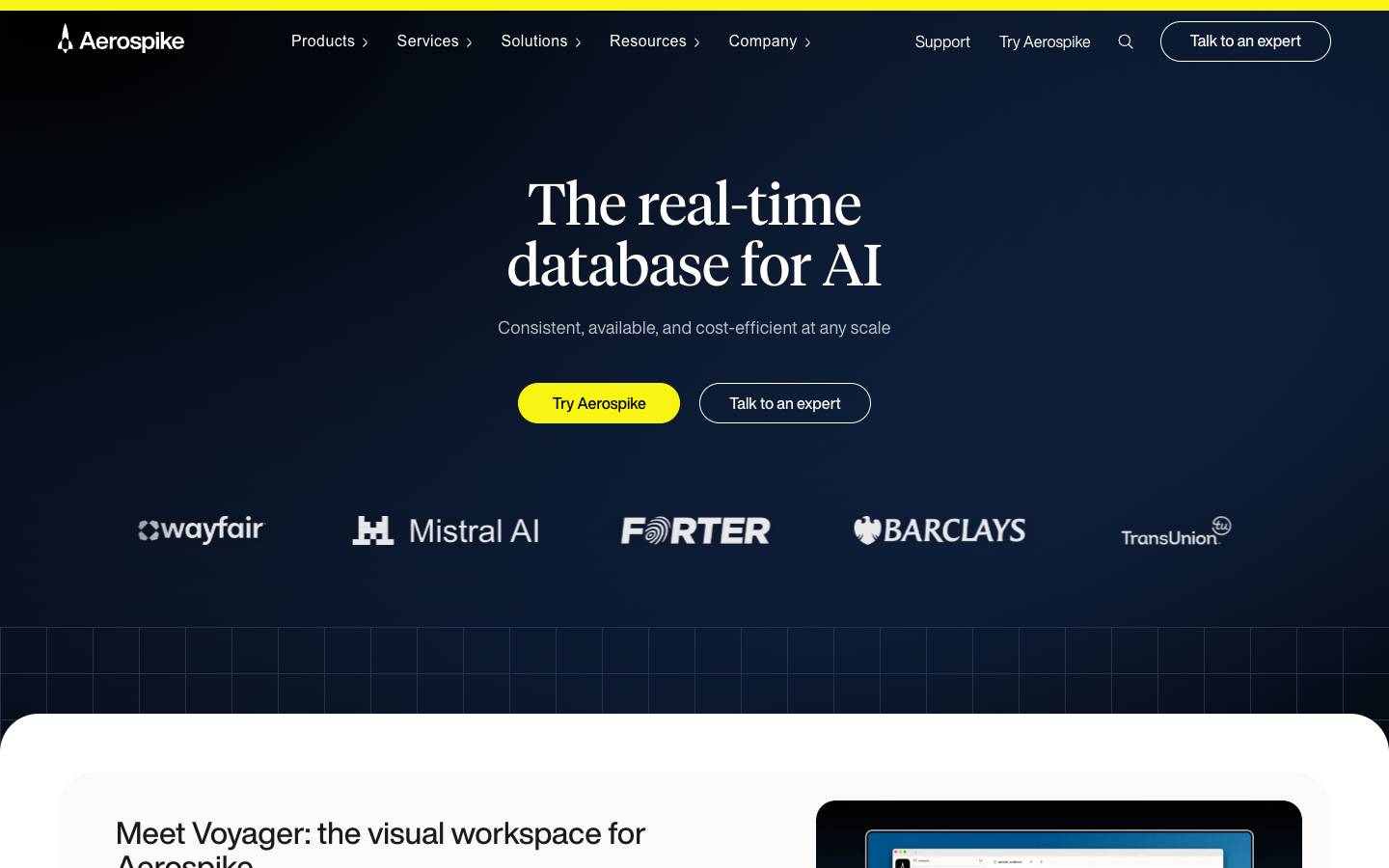 Aerospike's homepage, as read on Oct 2, 2026