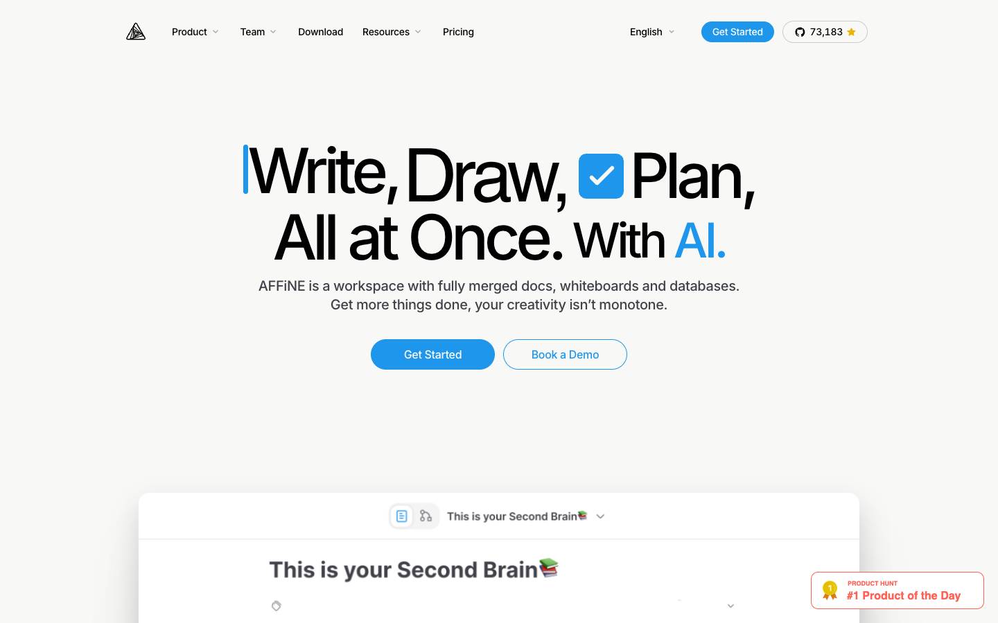 AFFiNE's homepage, as read on Oct 6, 2026