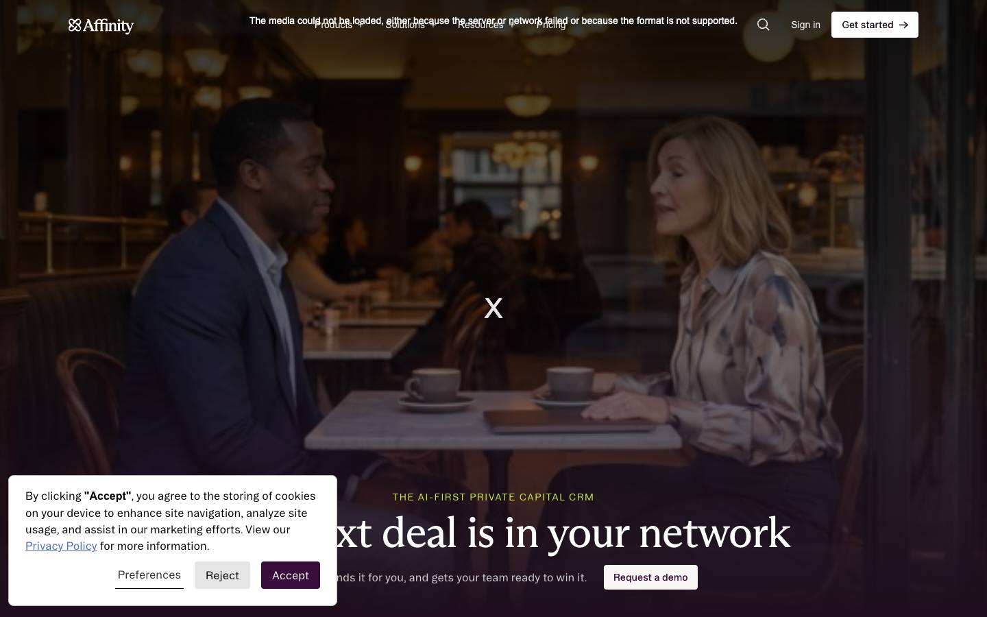 Affinity CRM's homepage, as read on Oct 2, 2026