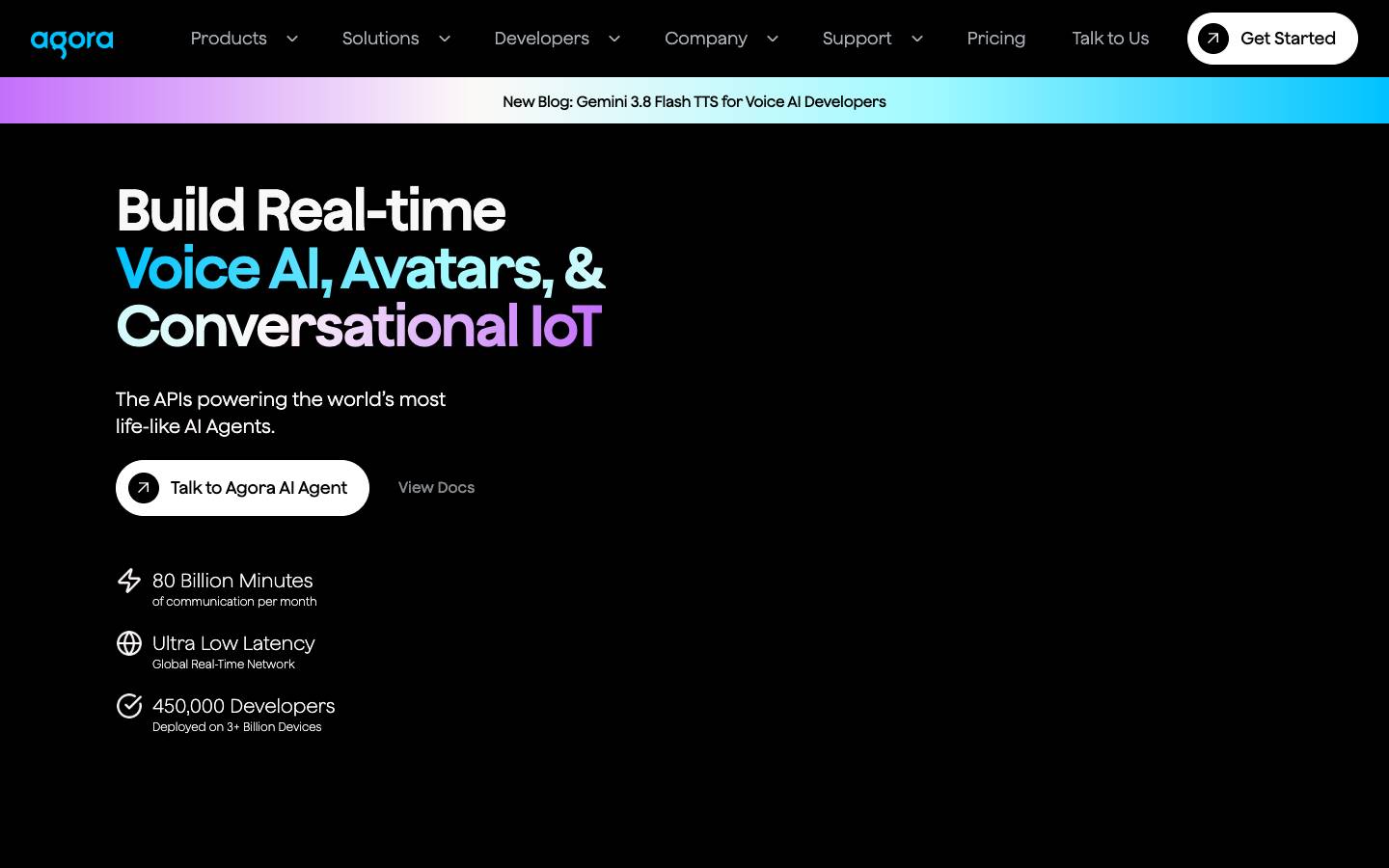 Agora.io's homepage, as read on Oct 2, 2026