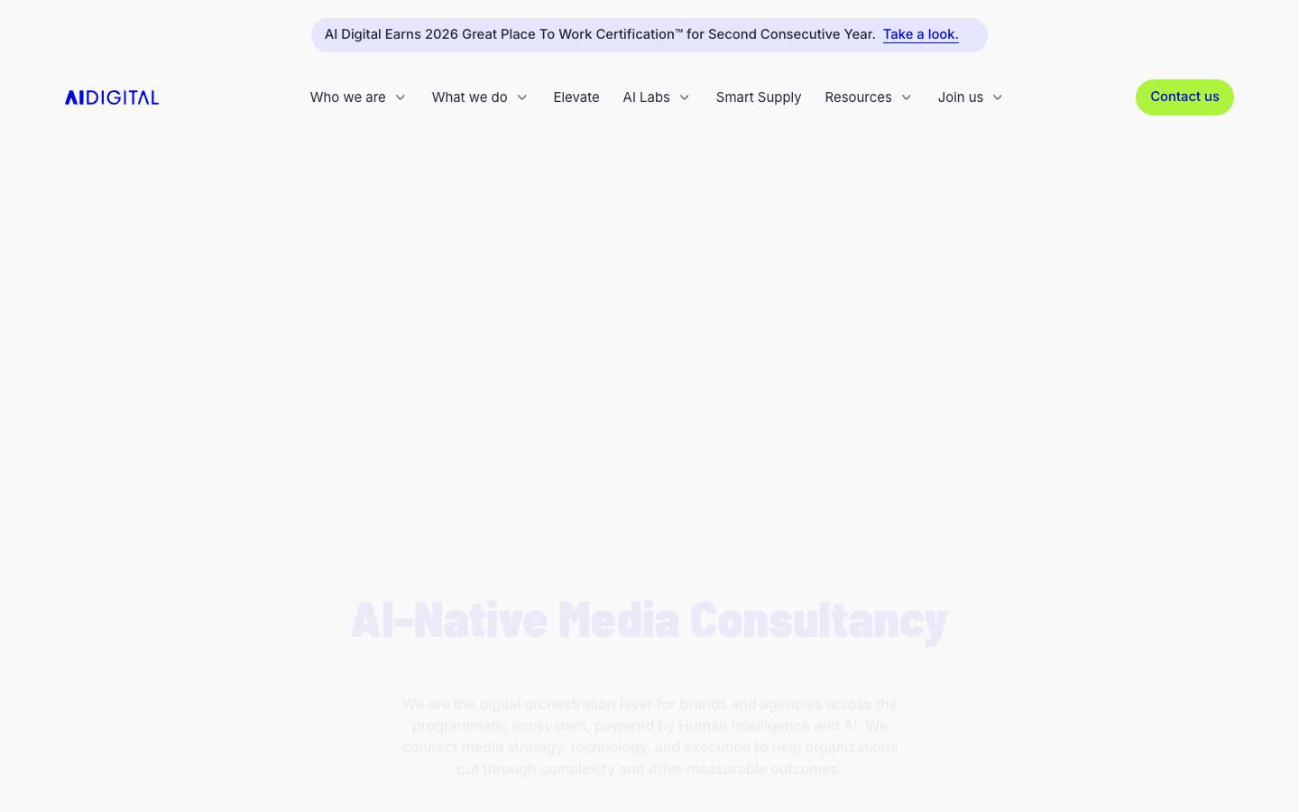 AI Digital's homepage, as read on Oct 6, 2026
