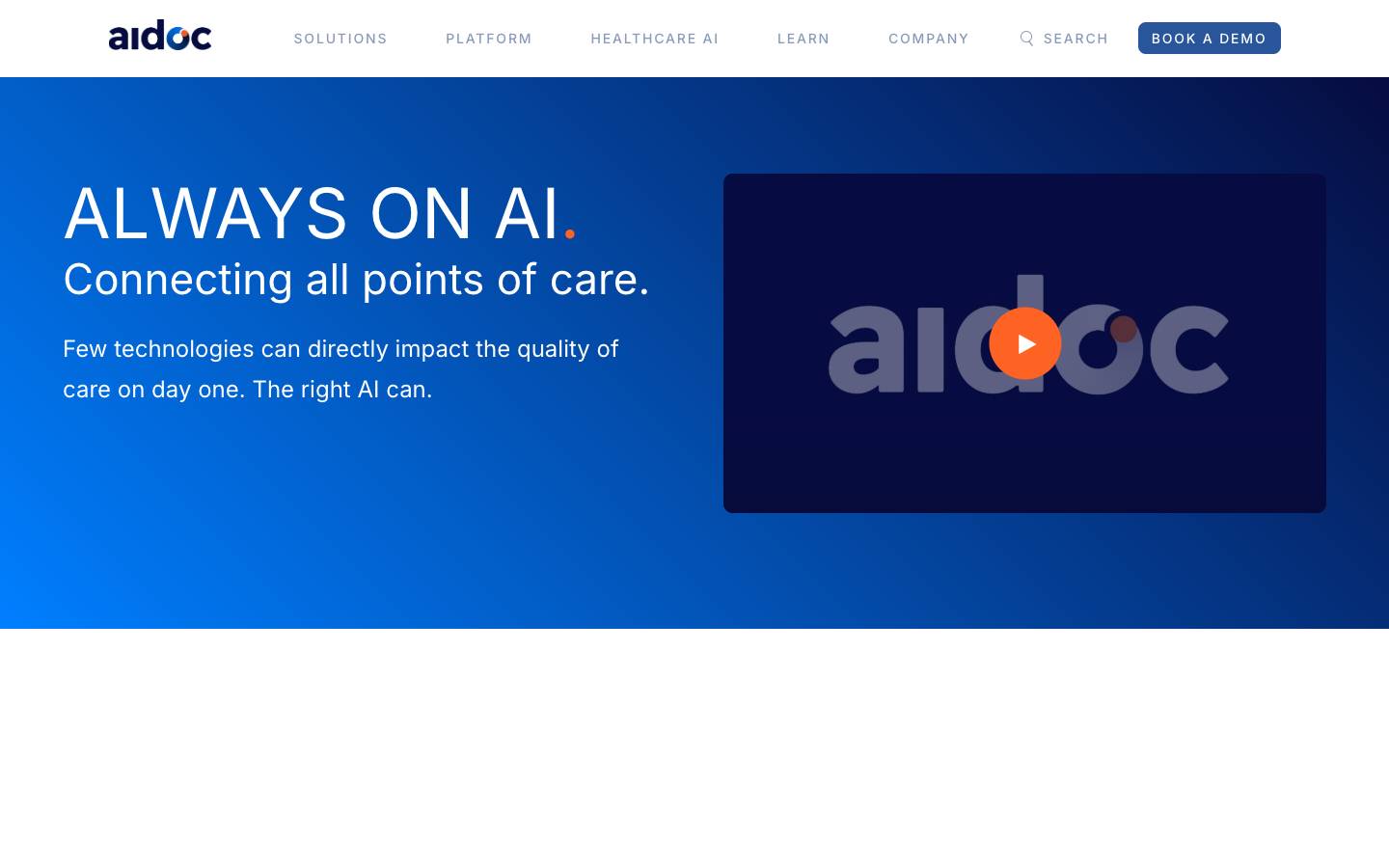 Aidoc's homepage, as read on Oct 2, 2026