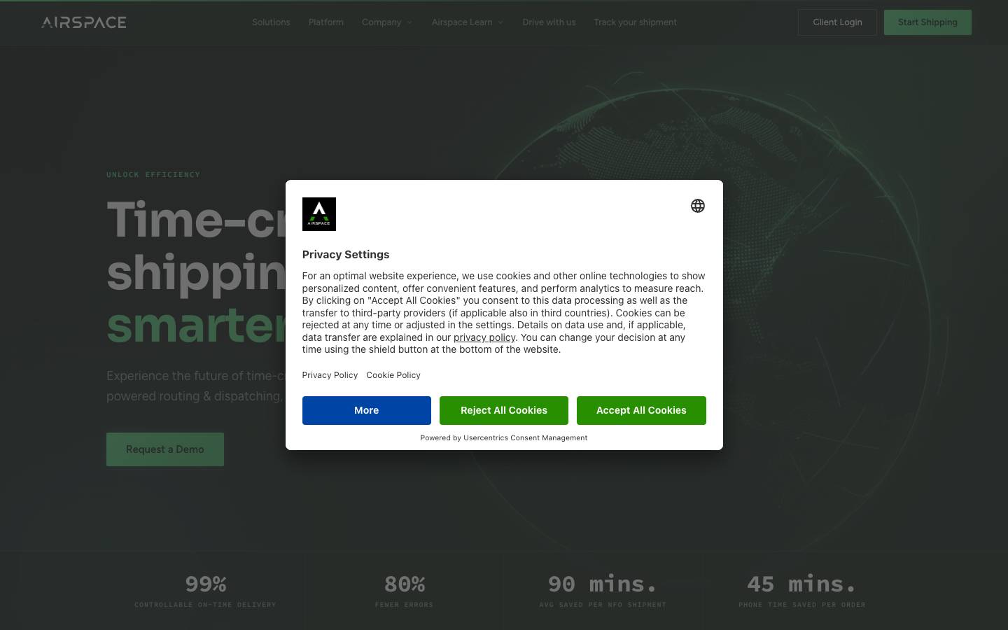 Airspace's homepage, as read on Oct 6, 2026