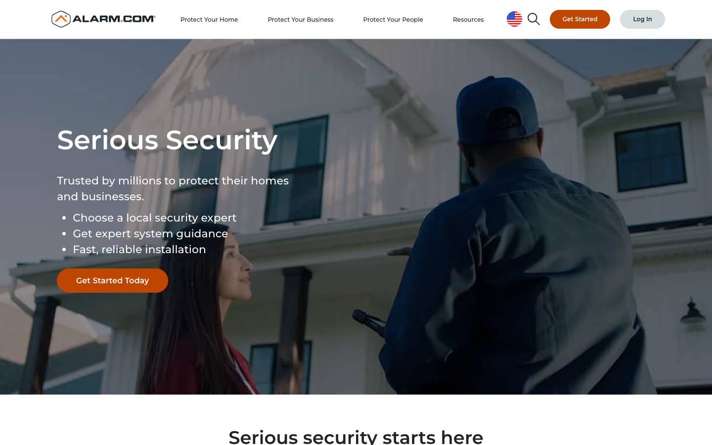Alarm.com's homepage, as read on Oct 2, 2026