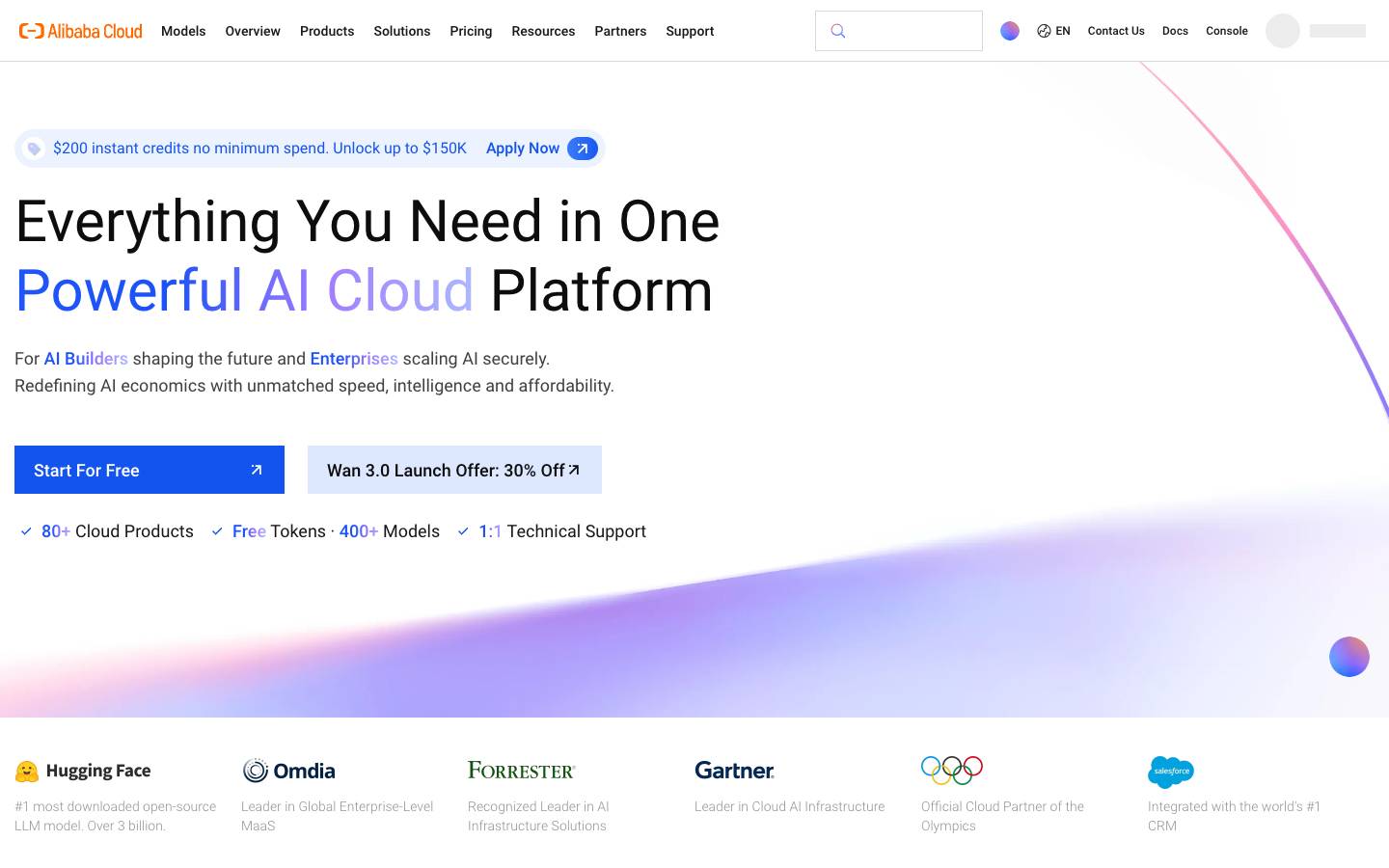 Alibaba Cloud's homepage, as read on Oct 2, 2026