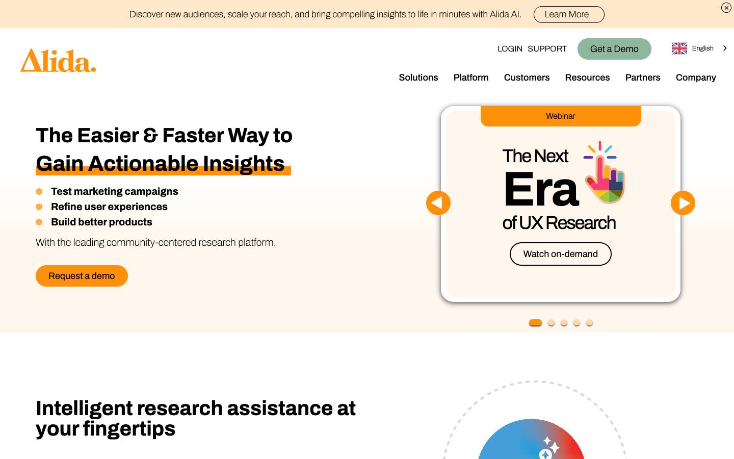 Alida's homepage, as read on Oct 2, 2026