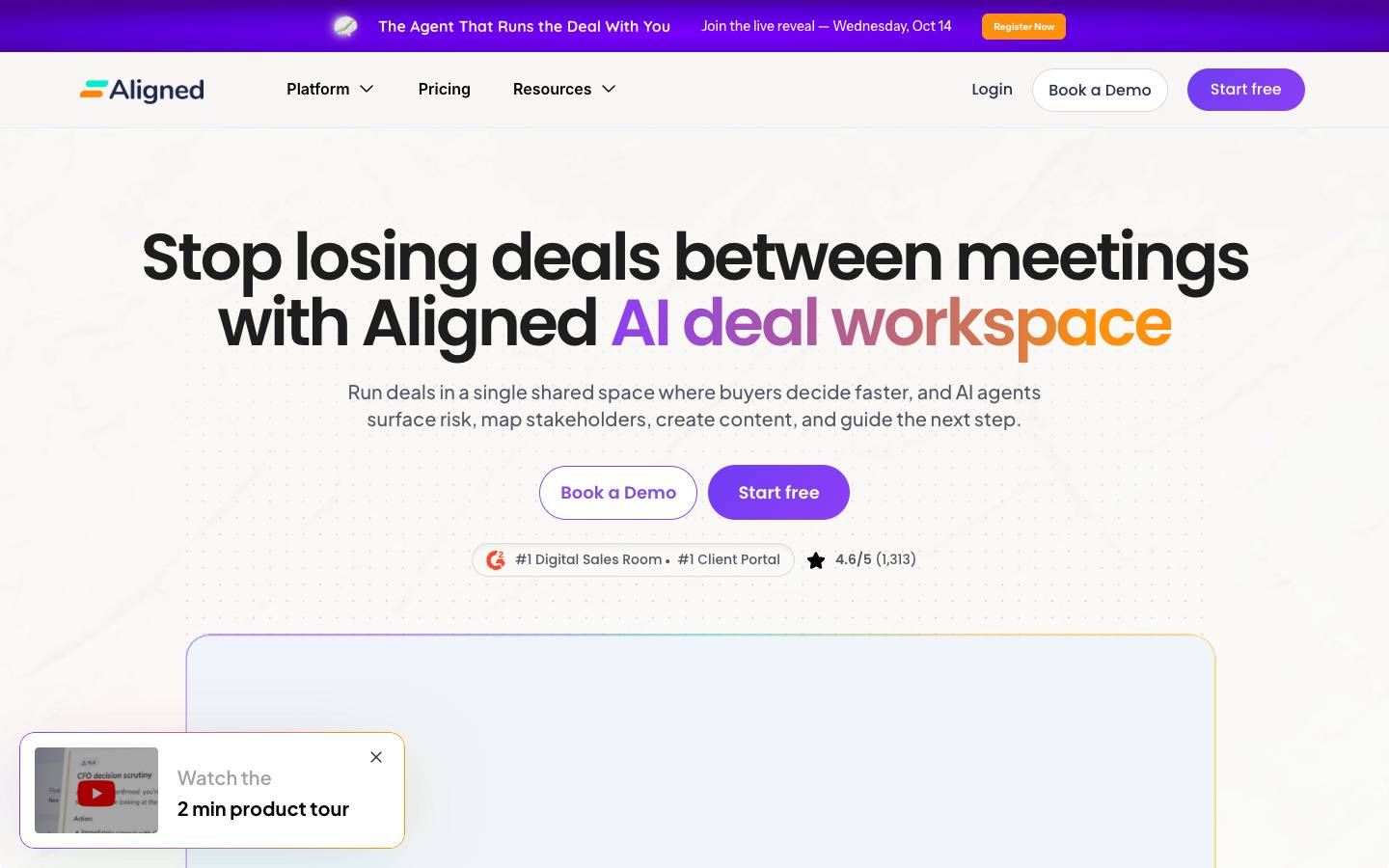 Aligned's homepage, as read on Oct 2, 2026