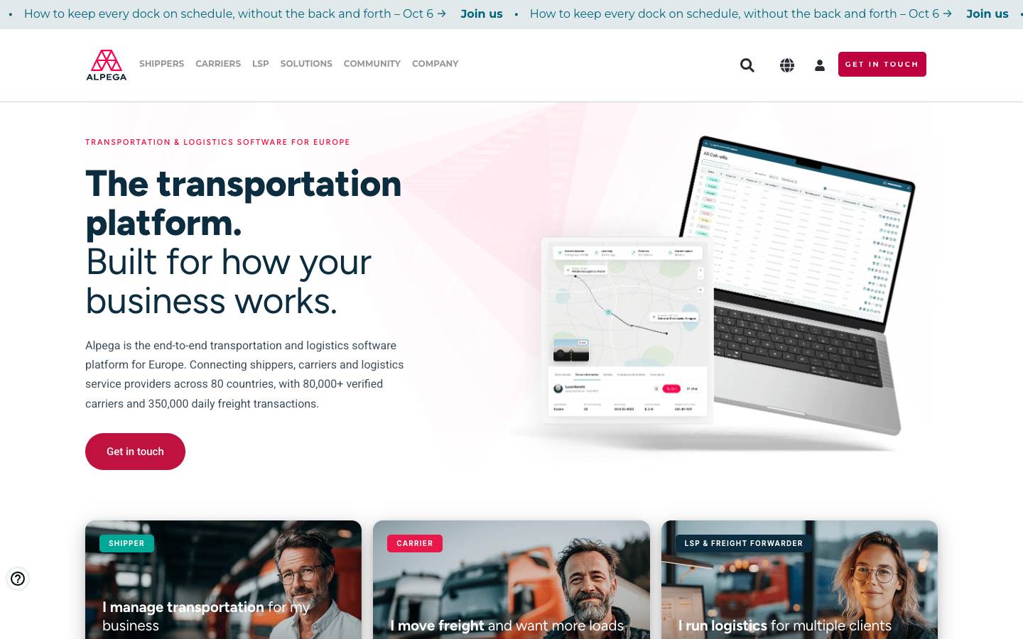 Alpega Group's homepage, as read on Oct 4, 2026