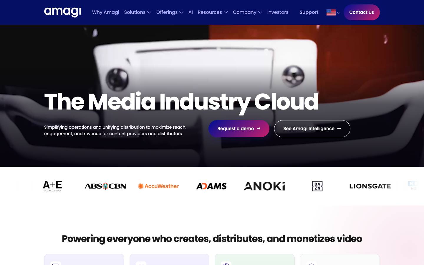 Amagi's homepage, as read on Oct 2, 2026