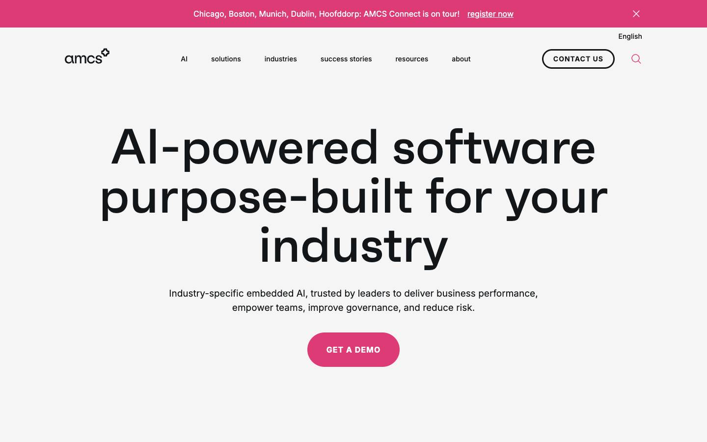 AMCS Group's homepage, as read on Oct 2, 2026