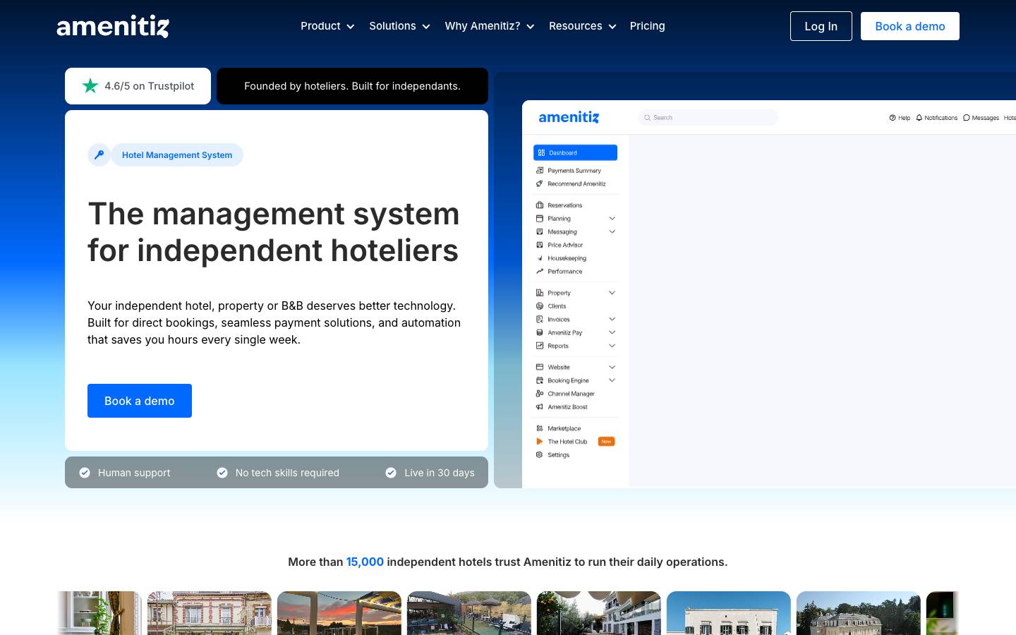 Amenitiz's homepage, as read on Oct 2, 2026