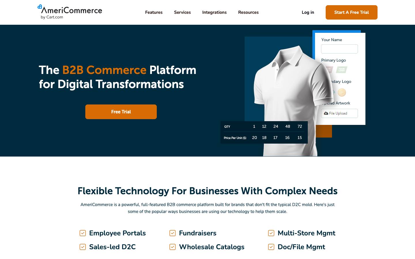 AmeriCommerce's homepage, as read on Oct 2, 2026