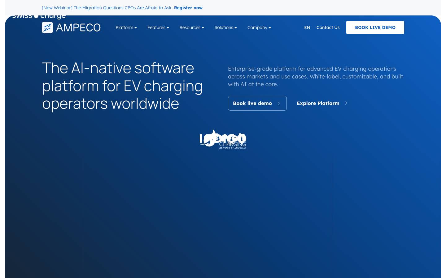 AMPECO's homepage, as read on Oct 2, 2026