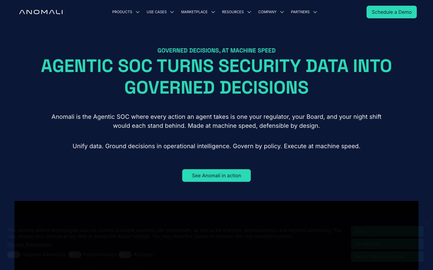 Anomali's homepage, as read on Oct 2, 2026