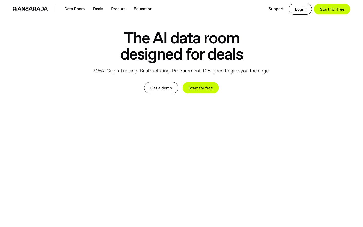Ansarada's homepage, as read on Oct 2, 2026