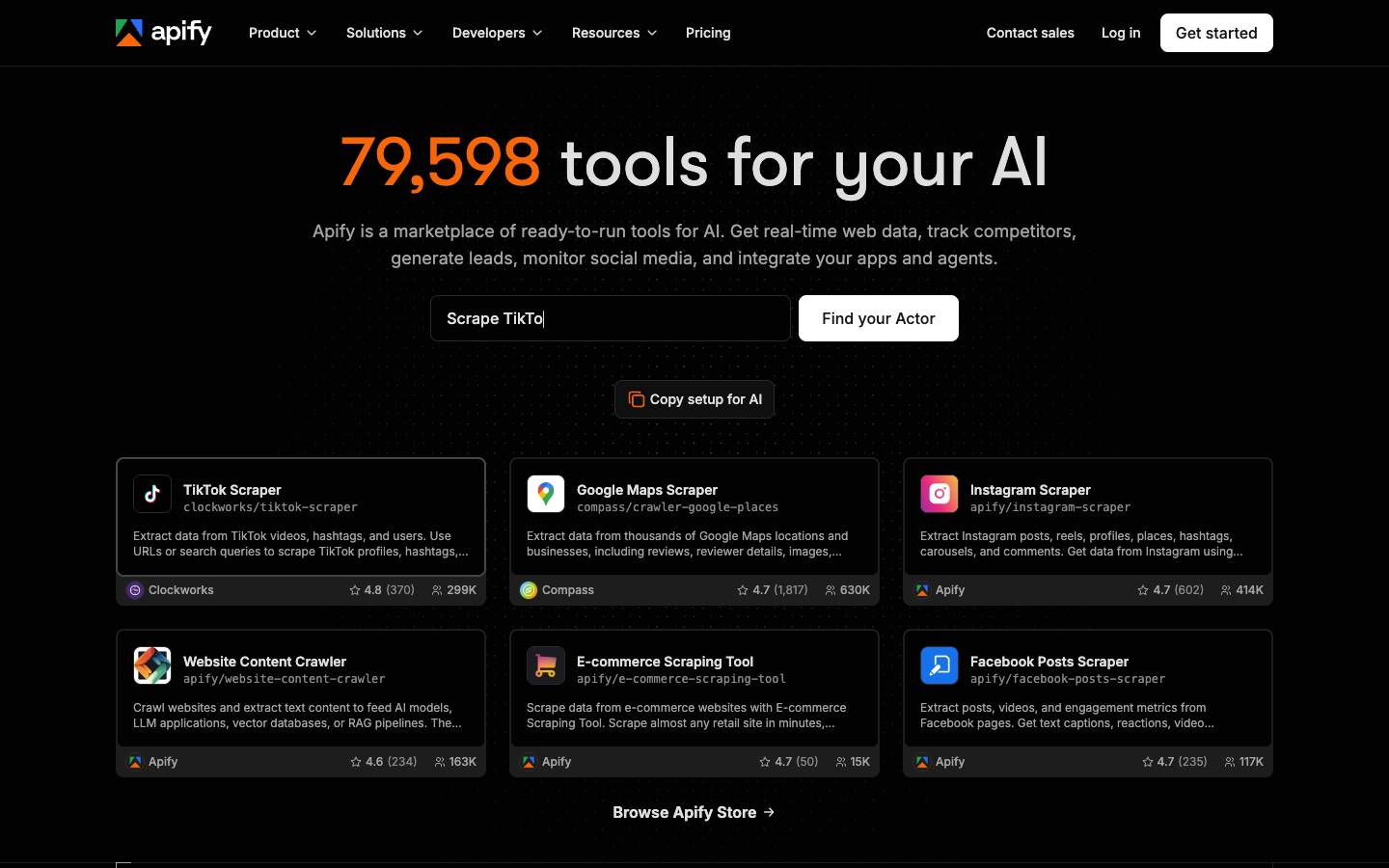 Apify's homepage, as read on Oct 6, 2026