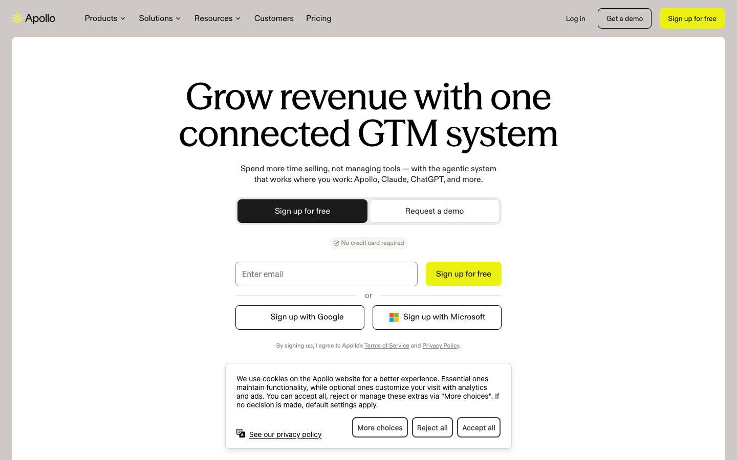 Apollo.io's homepage, as read on Oct 2, 2026