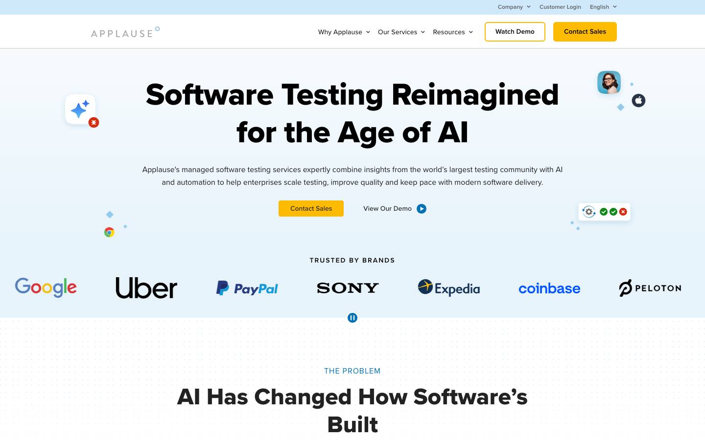 Applause's homepage, as read on Oct 2, 2026
