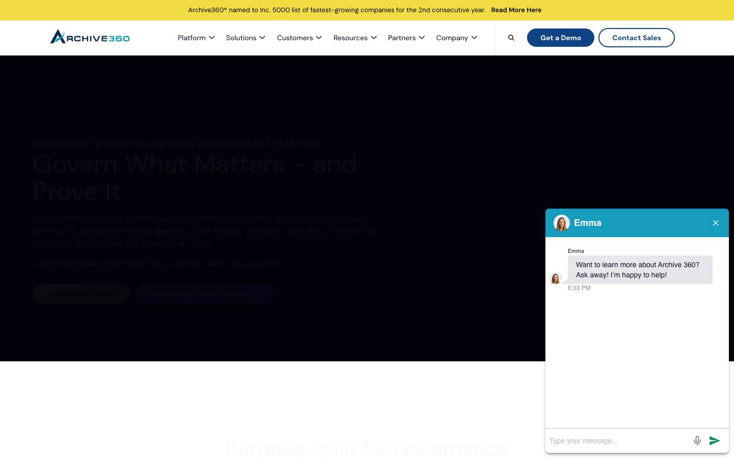 Archive360's homepage, as read on Oct 2, 2026