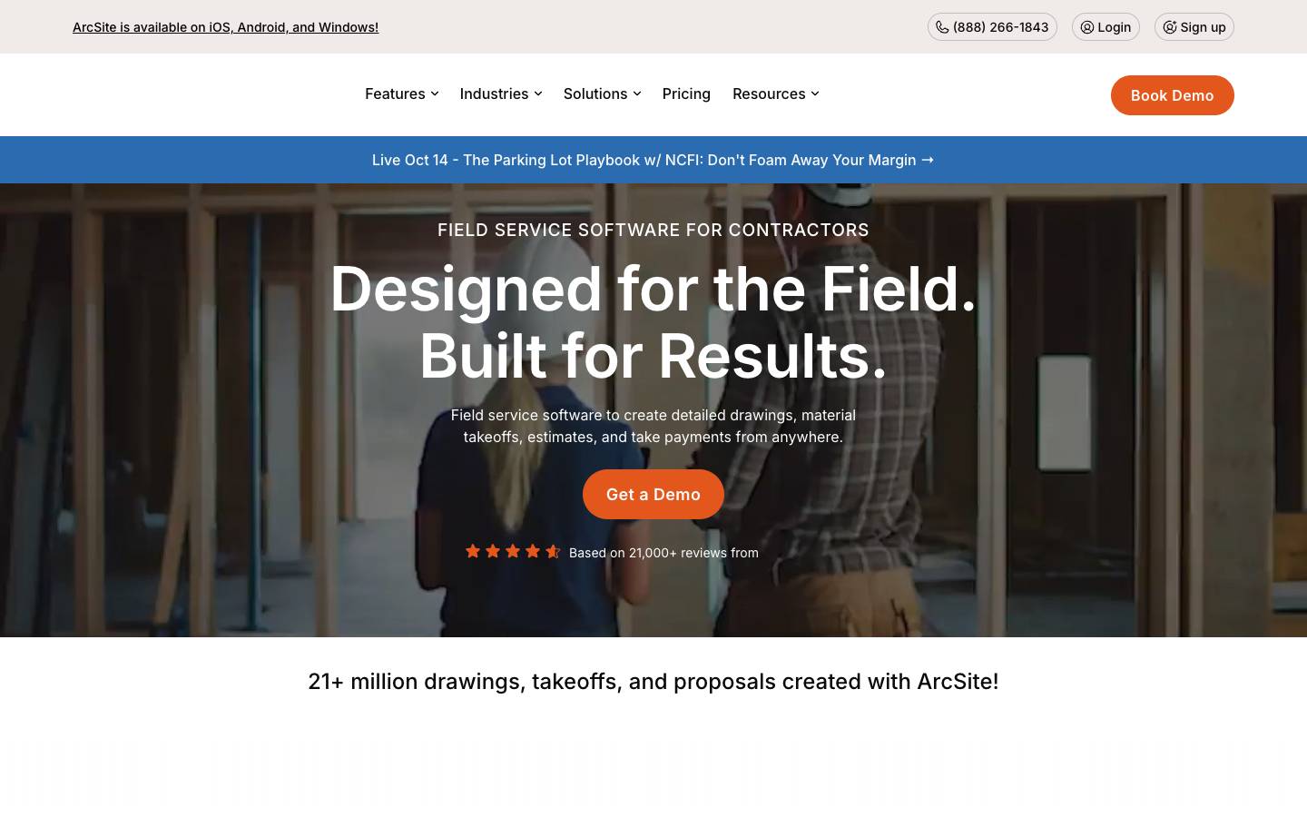ArcSite's homepage, as read on Oct 2, 2026