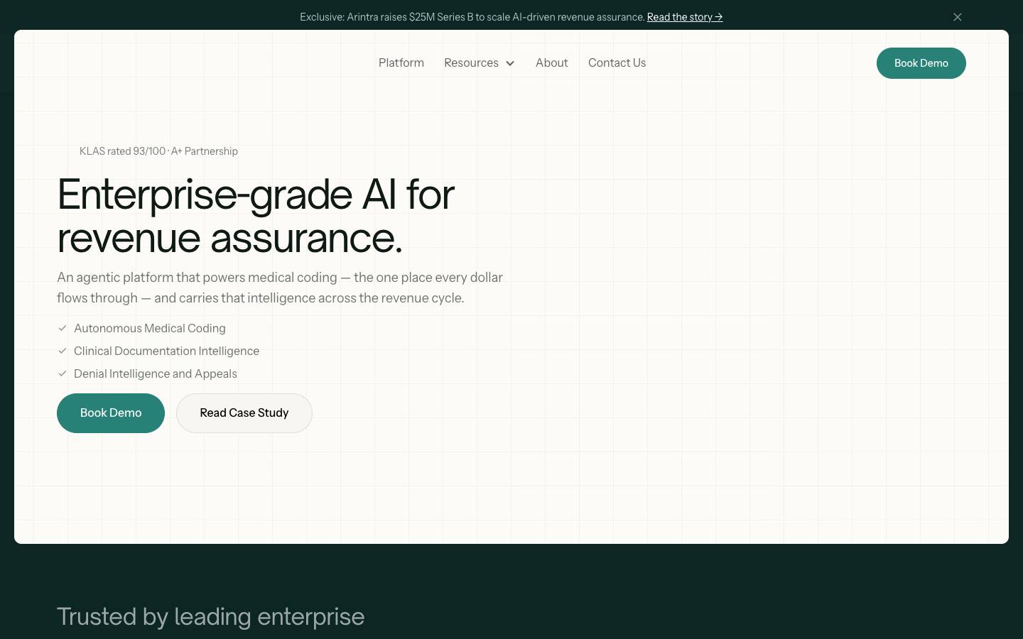 Arintra's homepage, as read on Oct 2, 2026