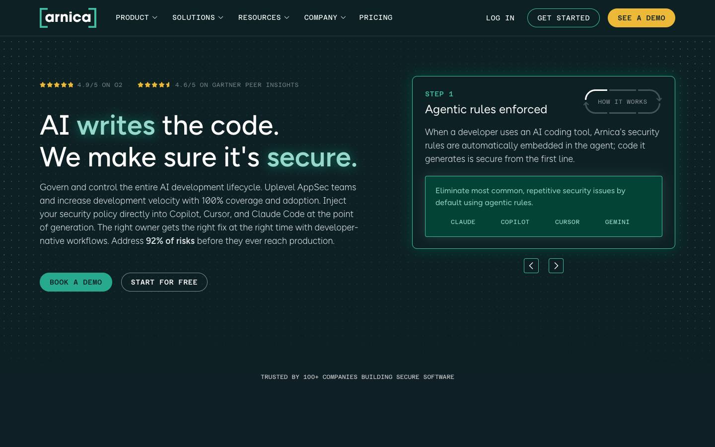 Arnica's homepage, as read on Oct 2, 2026