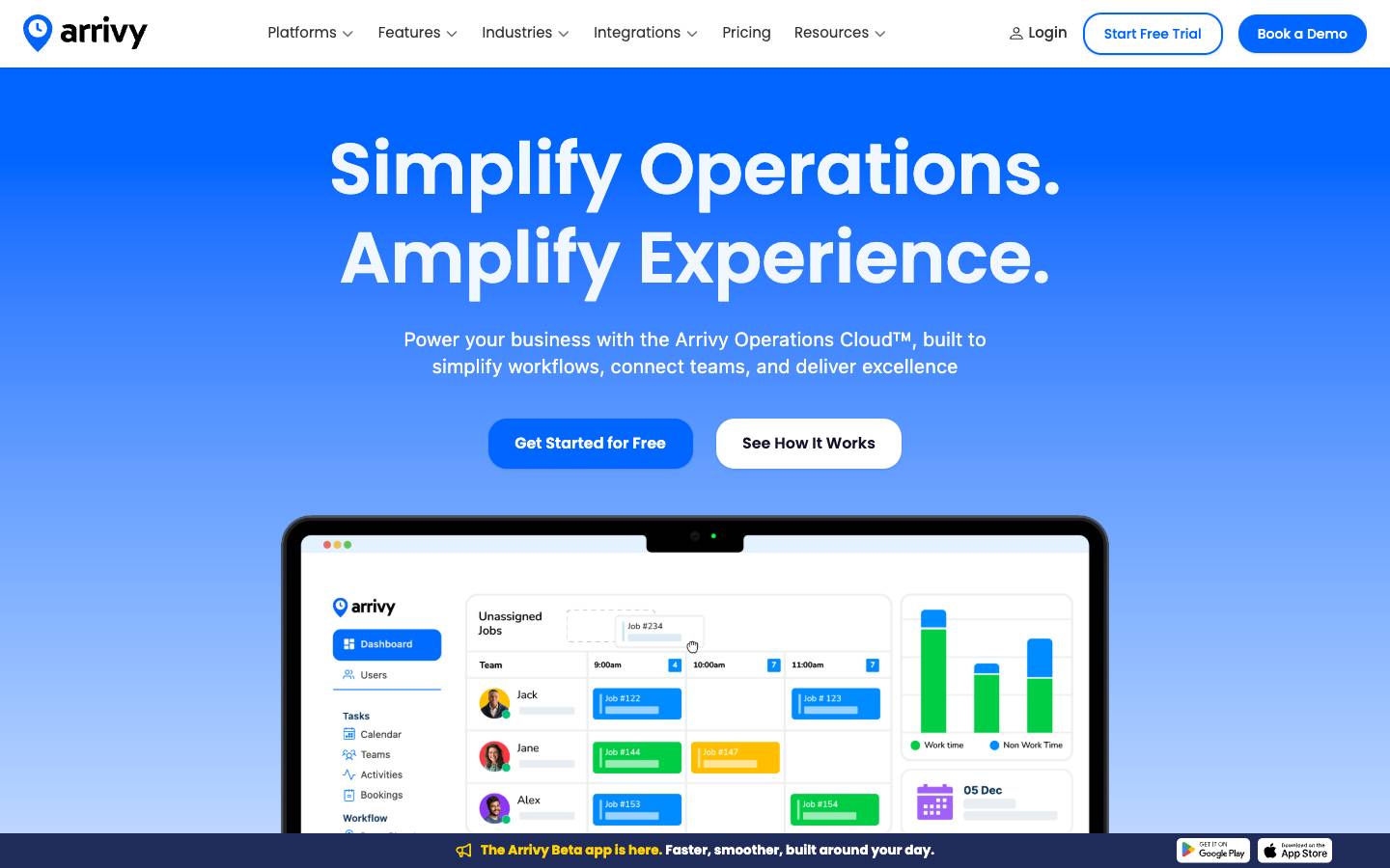 Arrivy's homepage, as read on Oct 2, 2026