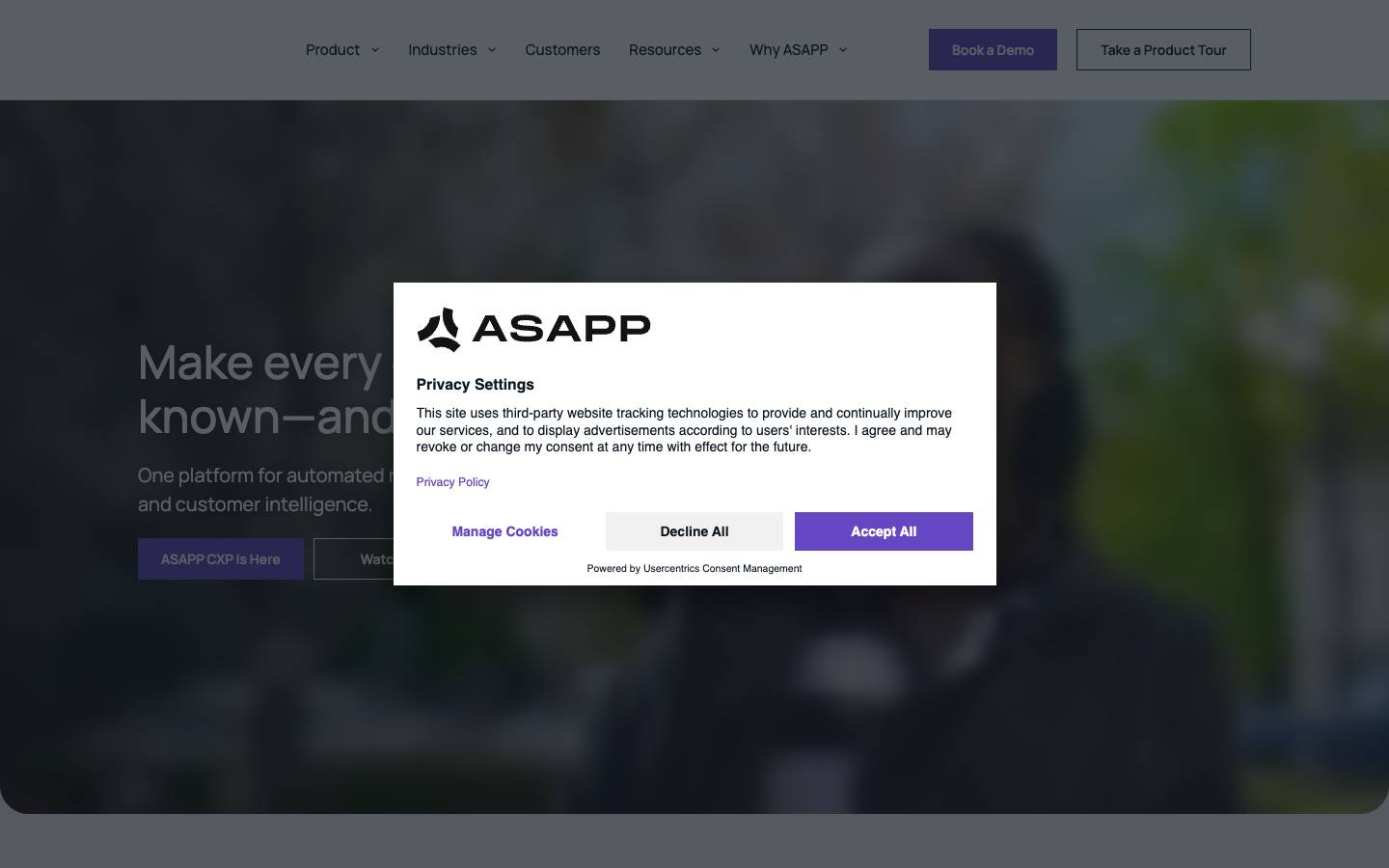 ASAPP's homepage, as read on Oct 2, 2026