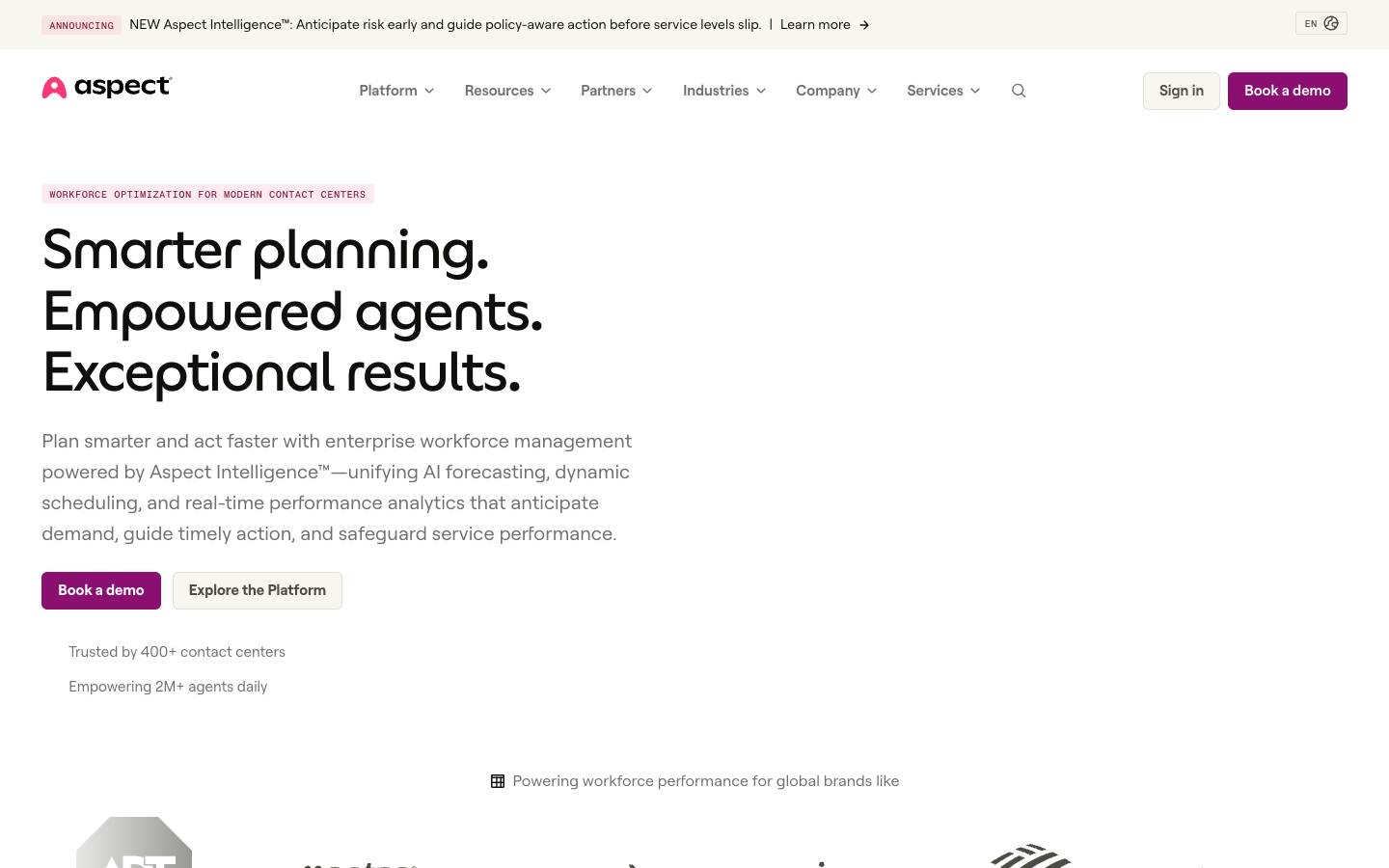 Aspect's homepage, as read on Oct 6, 2026
